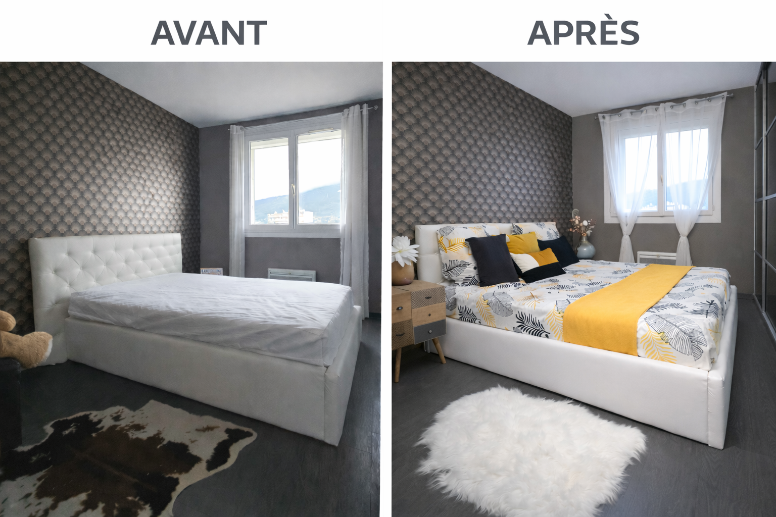 Avant après home staging pieces - mise en valeur immobilière hyères